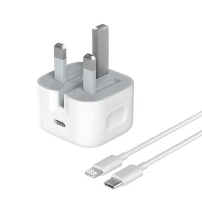 China wholesale Original Quick Charger data cable USB C Phone Charger UK Fold Plug PD 20W Wall Charger For Iphone for sale