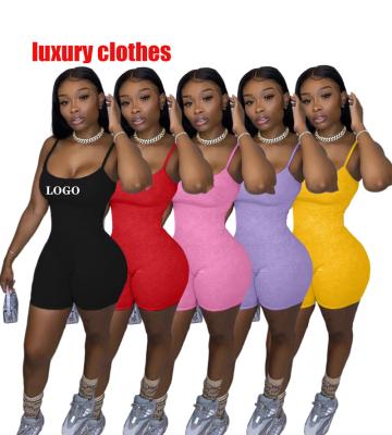 China Custom Breathable Sleeveless Sexy Logo Ladies Overalls Rompers Summer Shorts Jumpsuits Playsuit Women Bodycon Clothing for sale