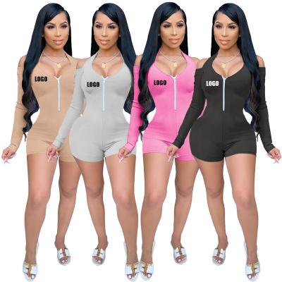 China QUICK DRY spring 2022 women jumpsuits and jumpsuits long sleeve one piece sexy halter shorts jumpsuit and romper home clothes for sale