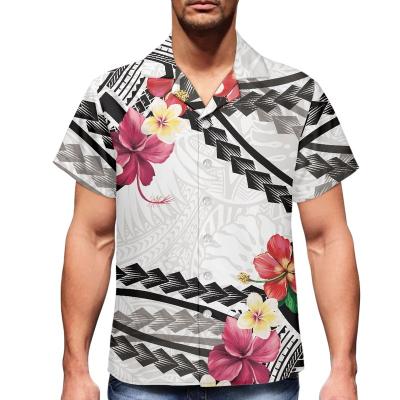 China Anti-pilling Mens Formal Shirts Polynesia Hibiscus Plumeria Tribal Print Shirts For Men Customize Hot Sale Cheap Casual Shirts For Men for sale