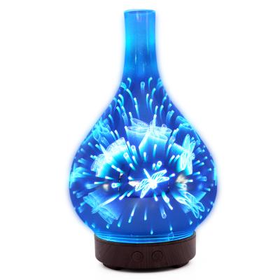 China Household Warm Glass 3D Firework Aroma Diffuser With LED Light for sale