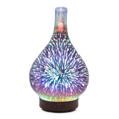 China Household 3D Firework Glass Vase Shape Ultrasonic Humidifier Diffuser Air Humidifier Essential Oil Diffuser for sale