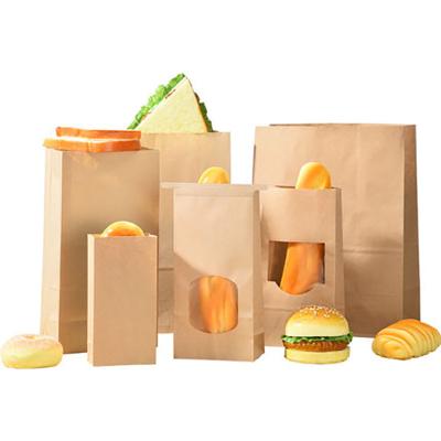 China Fat Oil Proof Recyclable Wholesale Hamburgers Bread Paper Burger Donuts Bags For Food Fried Food Kraft Paper Bags Takeout China for sale