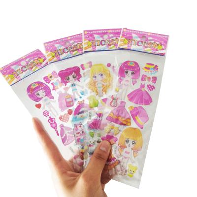 China 2021 Hot Selling Custom Decorative 3D Cartoon Puffy Stickers Wall Sticker Fashion Foam Dress Up Sticker For Kids for sale