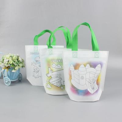 China Hot Selling Colorful Cheap Nonwoven Bag Nonwoven Bag Gift Doodle Cartoon DIY Tote Painting Graffiti Nonwoven Bag for sale