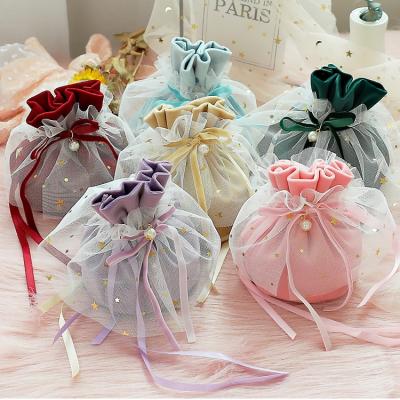 China Custom Hot Sale Jewelry Colorful Drawstring Candy Bags European Style Wedding Keepsake Velvet Pouch for sale