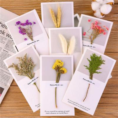 China China Factory Price Message Cards Large Capacity Natural Dry Flower Literary Simple Blank Greeting Card for sale