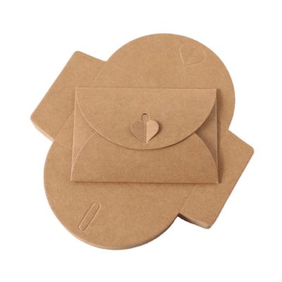 China Lovely China Made Love Button Wedding Heart Closure Pocket Envelopes Heart Shaped Mini Envelope Card for sale