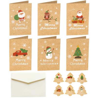 China 2021 Wholesale Cheap Rectangle Fashion Wrapping Personalized Custom Printing Kraft Paper Merry Christmas Gift Greeting Card With Envelope for sale