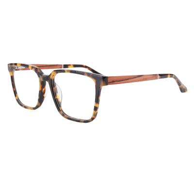 China Temple Wood Glasses Fashion New Pattern Acetate Optical Frames Clear Glass Temple Wood Women Reading Glasses for sale