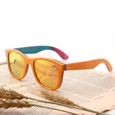 China Skateboard colored handmade wooden sunglasses wholesale wooden eyeglasses china wooden frame sunglasses fashion sunglasses for sale