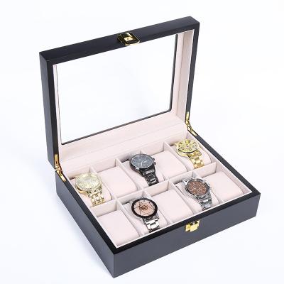 China Gifts & Carfts New Product High End 10 Slots Wooden Watch Packaging Box With Gray Velvet Lining High Quality for sale