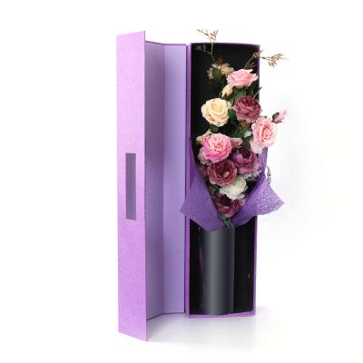 China Recycled Materials Cheap Luxury Cardboard Boxes Flower Gift Box With Handle for sale