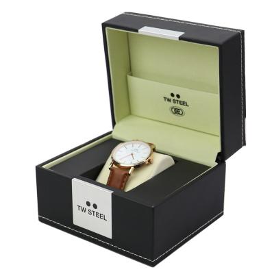 China Luxury Leather Handmade Black Watch Packaging Boxes / Bulk Watch Boxes Custom Logo for sale