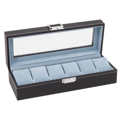 China Black Clear Leather Watch Storage Box Top Box For Wholesale for sale