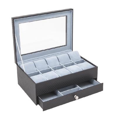 China Watch Fashion Carbon Fiber Leather Watch Box, Jewelry, Eyewear Storage Box for sale