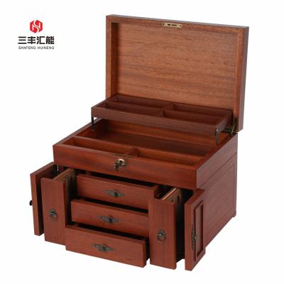 China Multifunctional Wooden Jewelry Organizer Custom Jewelry Gift Storage Box Case for sale