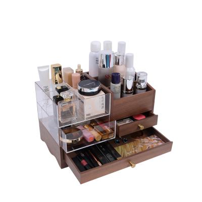 China Durable high end solid wooden household cosmetics storage box, makeup storage box for sale for sale