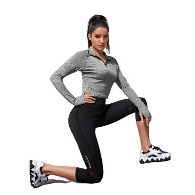 China Breathable Autumn Long Sleeve Zip Sport Tops Yoga Set Sports Wear Gym Clothes for sale