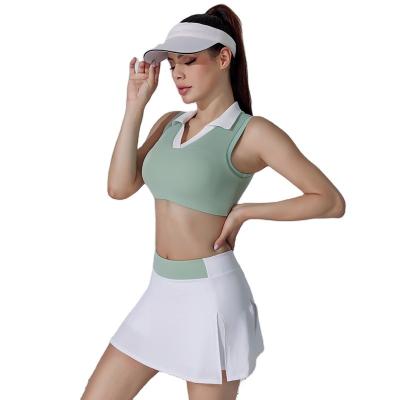 China Breathable fitness tennis collar crop top/tennis filler sports bra women sportswear for sale