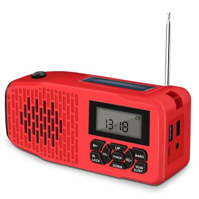 China PORTABLE 2000Mah Power Bank Weather Alert Am Fm Noaa Portable Solar Crank Hand Crank Radio for sale