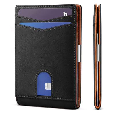 China RFID Front Pocket Leather Purse Wallets Set Rfid Saffiano Slim Bifold Leather Wallet Minimalist Men Credit Card Holder Wallet for sale