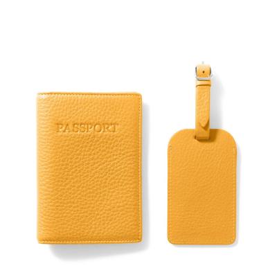 China High Quality Slim Fashion Passport Holder & Luggage Tag Travel Gift Set Custom Leather RFID PU Passport Holder Cover for sale