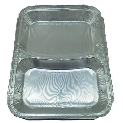 China Recyclable 2 3 4 Compartment Aluminum Foil Tray Aluminum Foil Pan Takeout Food Packaging for sale