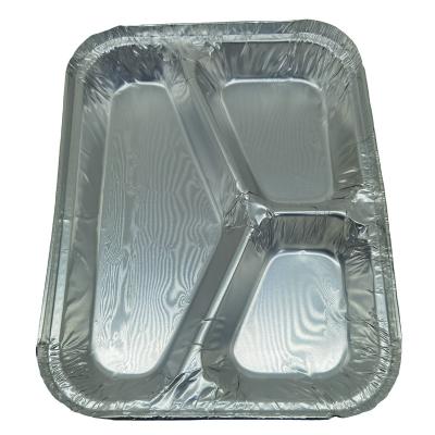 China Separation Aluminum Foil Container Recyclable Aluminum Foil Container Dish Aluminum Foil Food Container For Fast Food for sale