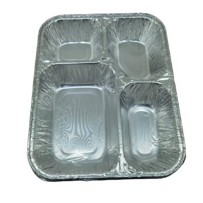 China Recyclable Separation Aluminum Foil Container 4 Pcs Containers Lids Aluminum Foil Jar for sale