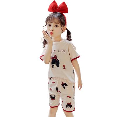 China Comfortable Children's Clothing 100% Cotton Kids Pajamas Sleepwear Two Piece Set Short Sleeve and Panty Short Bedding Set for sale