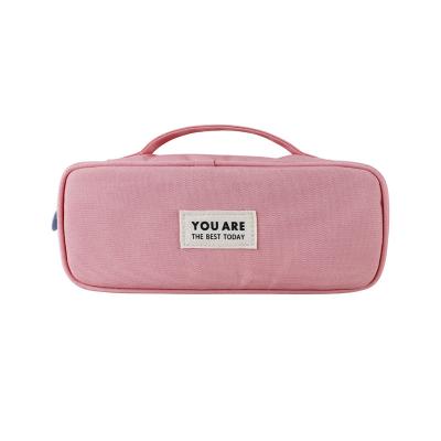 China High Quality Fashion Contrast Zipper Watercolor Pen Oil Painting Brush Storage Bag\Comfortable\Durable Single Color Polyester Girl Pink Square for sale