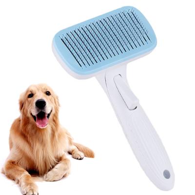 China Stocked Dog Cat Grooming Massage Soft Bath Comb Dog Pet Brush Self Deshedding Cleaning for sale