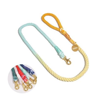 China Custom High Quality Cotton Twisted Rope Dog Leash Slip Colorful Ombre Lead Braided Soft Cotton Dog Rope Leash for sale