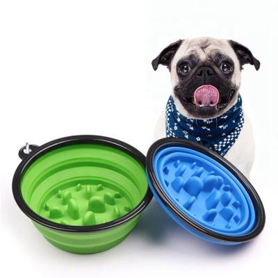 China Sustainable Collapsible Portable Silicone Food Bowl Silicone Slow Dog Feeder Bowl for sale