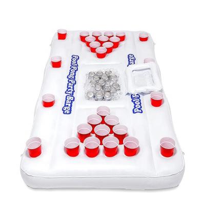 China Viable Cooler Pool Summer Lounge Floating Raft Toys Inflatable Floating Pool Pong Games 28 Pong Balls Inflatable Pool Party Houseboat Table for sale