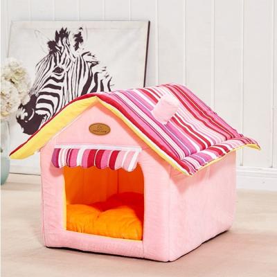 China Removable Cover Pet Room Tent Portable Cotton Pad Cushion Washable Foldable Indoor Plush Cat Nest Bed for sale