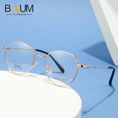 China Custom YK Classic Metal Cheap Price Fashionable Optical Frames Logo Print Round Shape Glasses Optical Frames Optical Glasses for sale