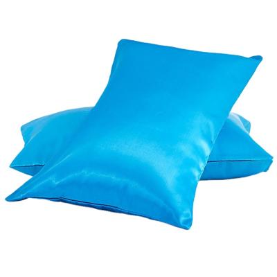 China 20 x 26 Inch Luxury Solid Color Blue Artificial Silk Satin Silk Pillowcase Viable Wholesale Silk Pillowcase for sale