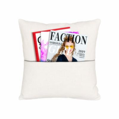 China Sublimation Sublimation Linen High Quality Blank Cushion Cover Cream White Pillow Case With Pocket for sale