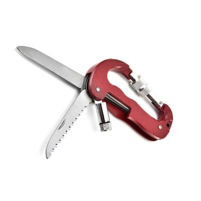 China Outdoor Hot Sales Multi Function Pocket Knife 6 IN 1 Folding Outdoor Multi Knife Key Tool Carabiner Chain Knife for sale