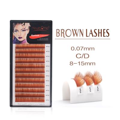 China Brown Colorful High Quality Long Eyelash Extensions Wholesale Items Natural Mink Silk C/D Loop Lashes For Makeup False Eyelashes for sale