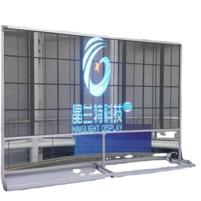 China HD outdoor transparent led flexible indoor transparent led screen display and indoor transparent adhesive indoor display for sale