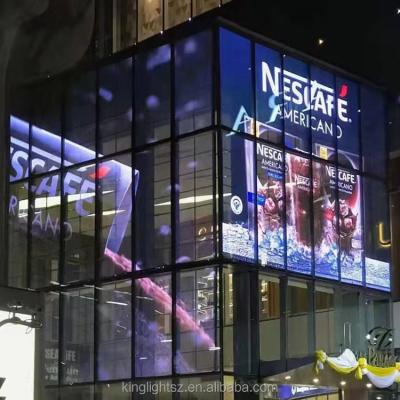 China Indoor Transparent Advertising Glass Out Of Door And Full Color Indoor LED Display for sale