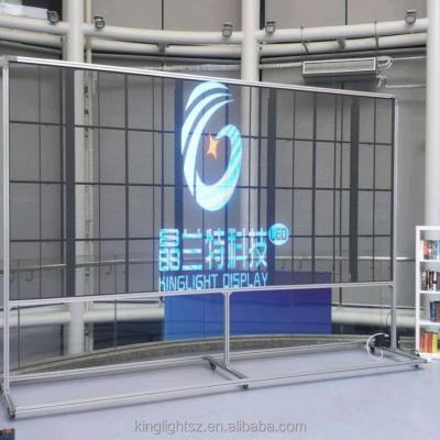 China Indoor Transparent Flexible Door And Full Color LED Display HD Output Indoor Glass Window P2.6-P7.81 for sale