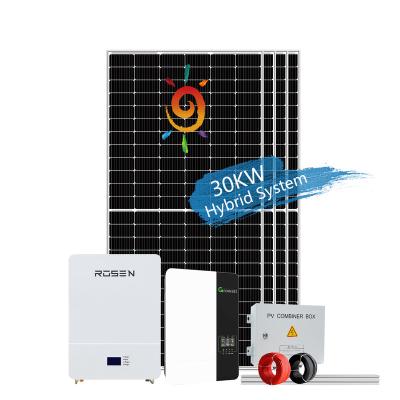 China Rosen Home / Commercial Off Grid Storage 30kw Energy Storage System PV Panel Off Grid Solar System 30kw With Lithium Backing for sale