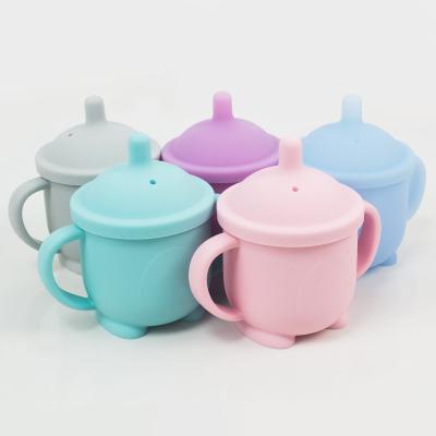 China Wholesale BPA Free Food Grade Silicone Baby Drinks Cups With Straw for sale