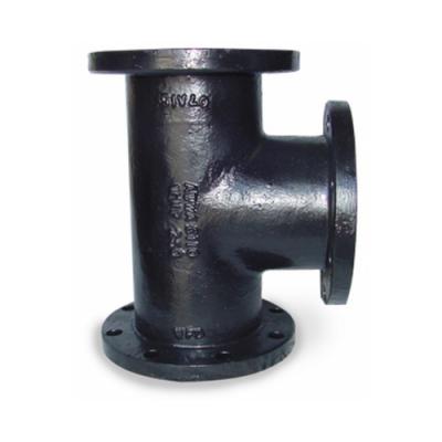 China Black Painting Cast Iron Pipe Fittings Ductile Iron Flanged Tee For Pump Part for sale