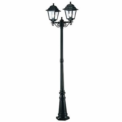 China Twin Head Antieke gietijzeren lampstaaf poeder gecoat voor huis / tuin / park Te koop