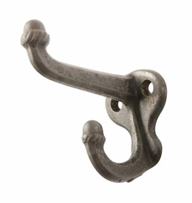 China Chrome Nickel Cast Iron Coat Hooks And Hat Large Antique Coat Rack Double Hooks for sale